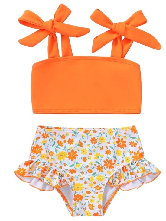 Happy Town Other - NWT Happy Town Toddler Orange Floral Two Piece Swimsuit-5T/6T